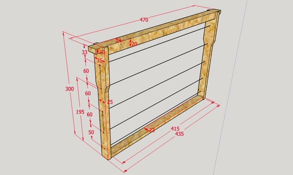Размер рамки Дадан для пчел 145