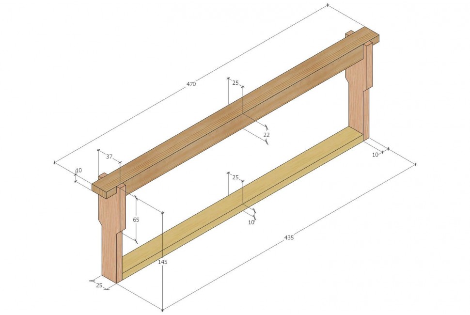 Размер рамки Дадан для пчел 145 мм