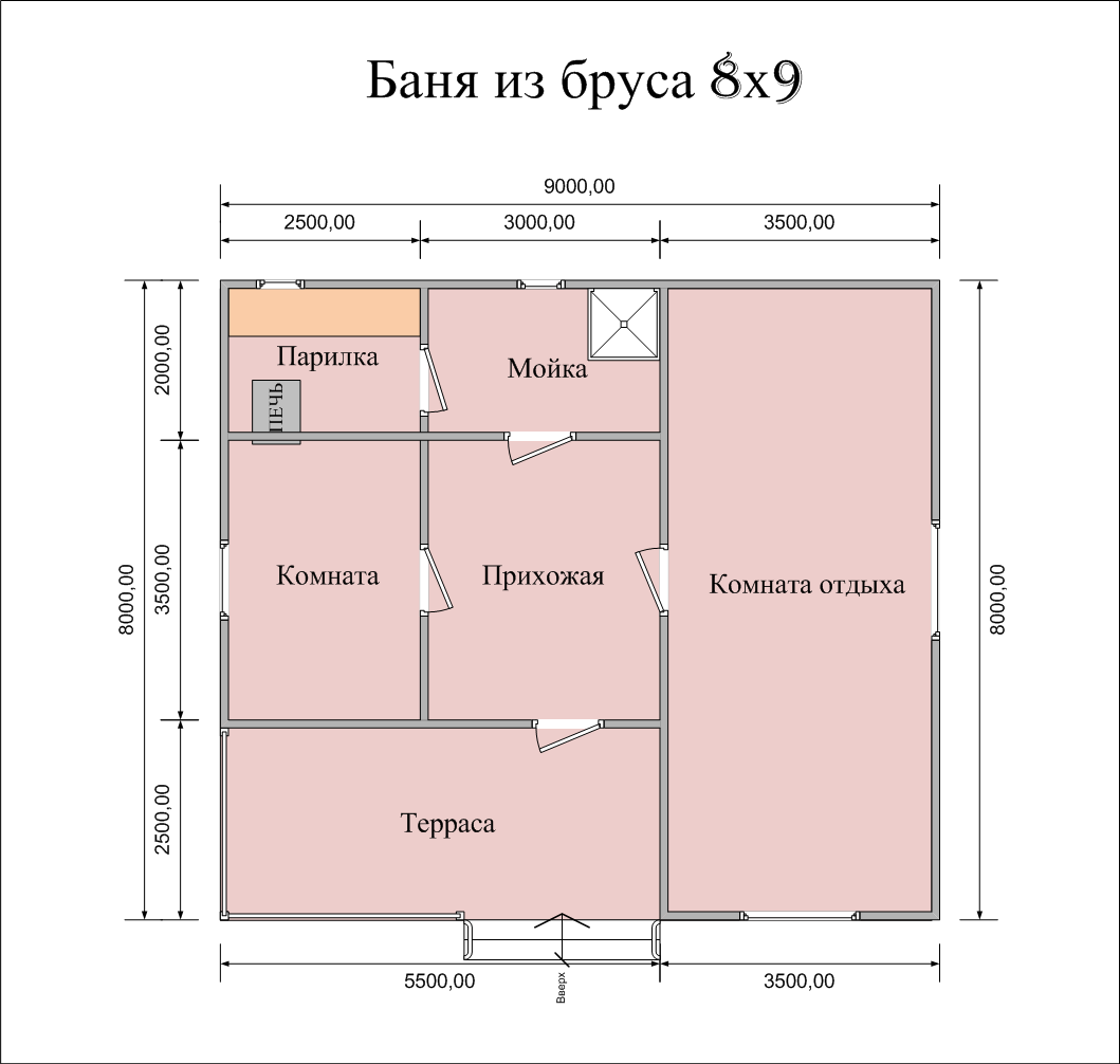 План дома 9 на 9 с сауной