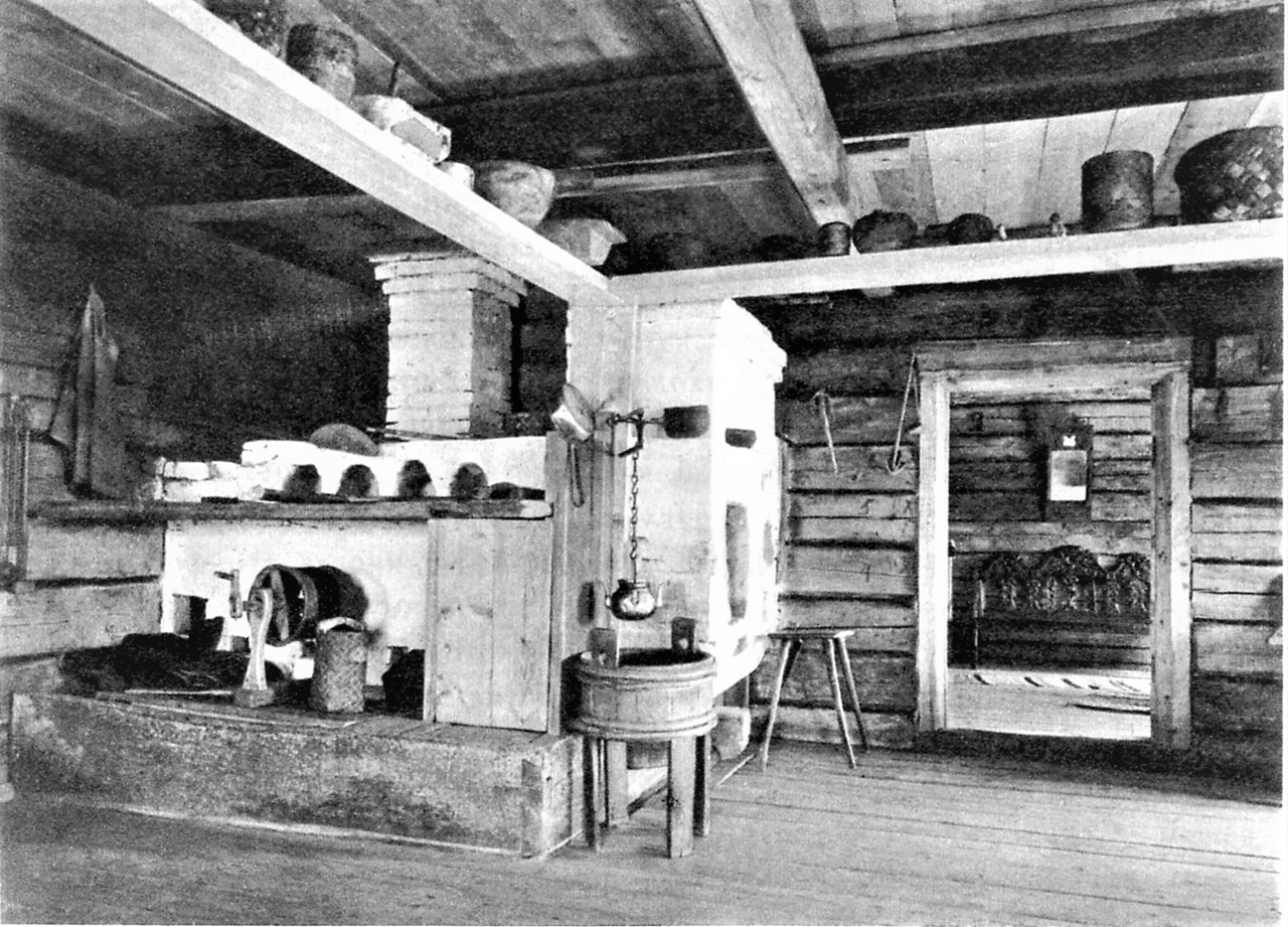 Крестьянская изба 19 века печь