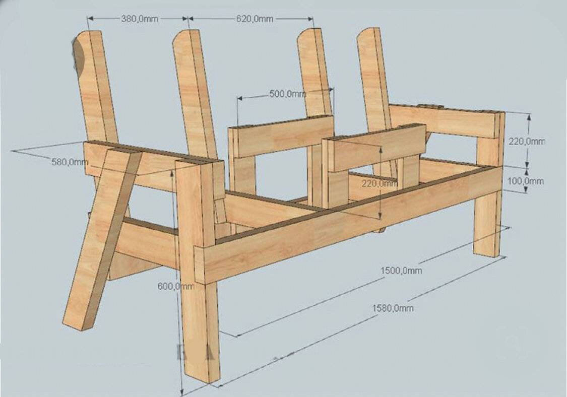 Скамейка для дачи и сада своими руками: чертежи, размеры, фото | Строительный портал